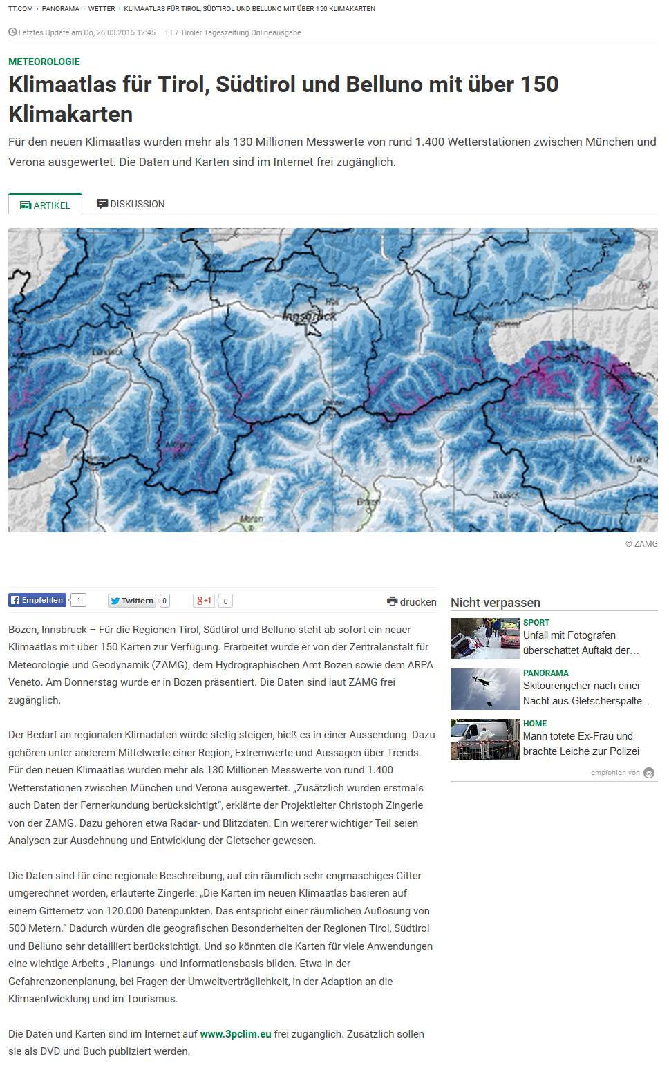 &quot;Klimaatlas für Tirol, Südtirol und Belluno mit über 150 Klimakarten&quot;